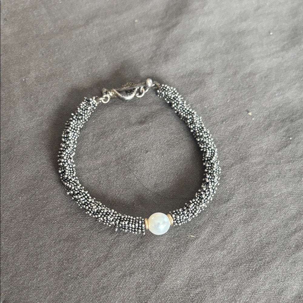 Michael Dawkins Sterling, 14k and pearl bracelet.